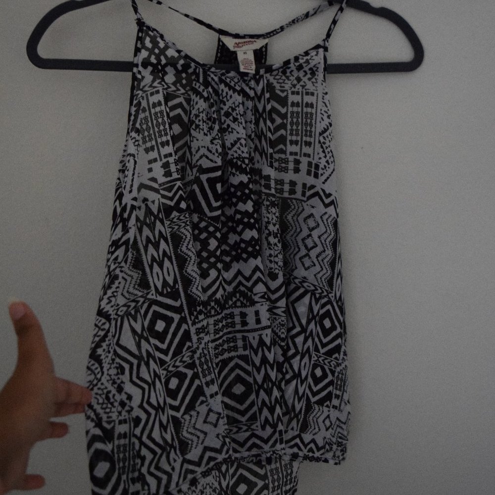 Black and White Sleeveless Top